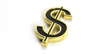 3D render Amerikan Doları sembolü beyaz arka plan