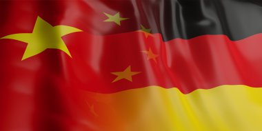 3D render Çin ve Almanya bayrağı