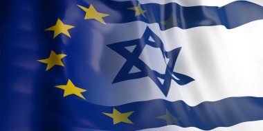 3D render AB ve İsrail bayrağı