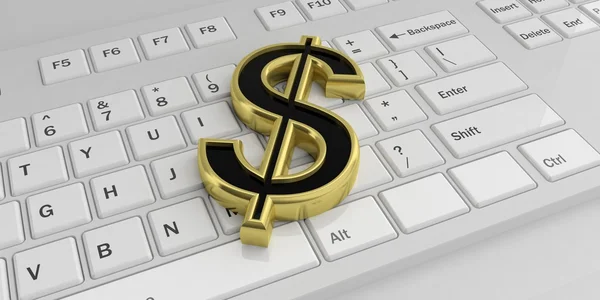 3D-Darstellung des amerikanischen Dollarsymbols auf einer Tastatur — Stockfoto