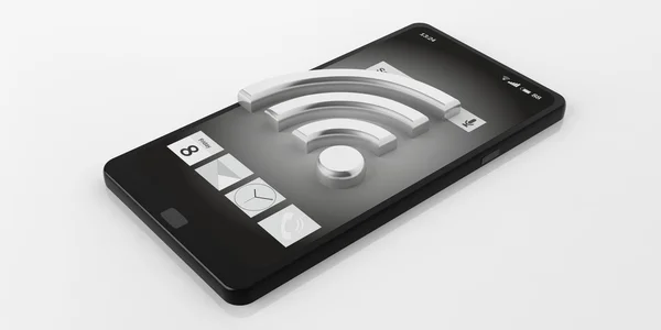 3D-Rendering Wifi-Symbol auf einem Smartphone — Stockfoto