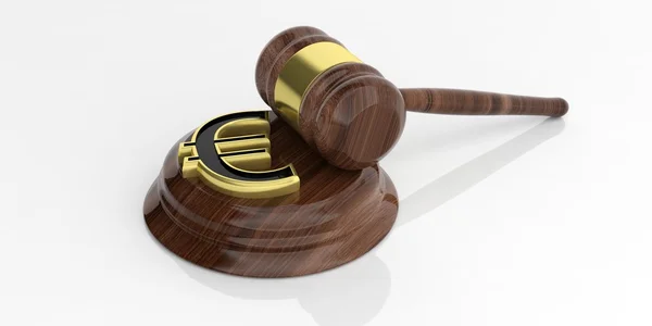 3d rendering euro symbol and an auction gavel — Stock Photo, Image