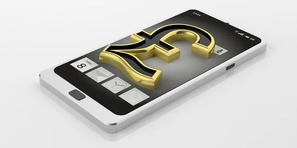 3D rendering brittiska pund symbol på en smart telefon — Stockfoto