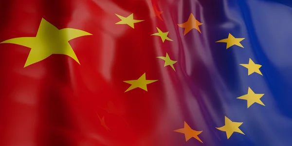 3D рендеринг флага Китая и ЕС — стоковое фото