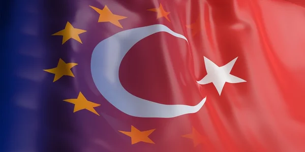 3d renderização UE e Turquia bandeira — Fotografia de Stock
