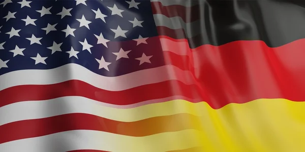 3D Rendering USA und Deutschland Flagge — Stockfoto