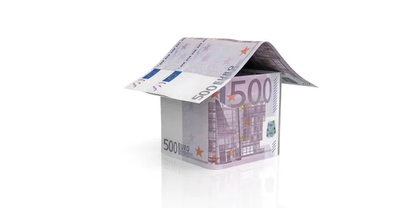 白色背景上的 3d 渲染欧元房子 — 图库照片