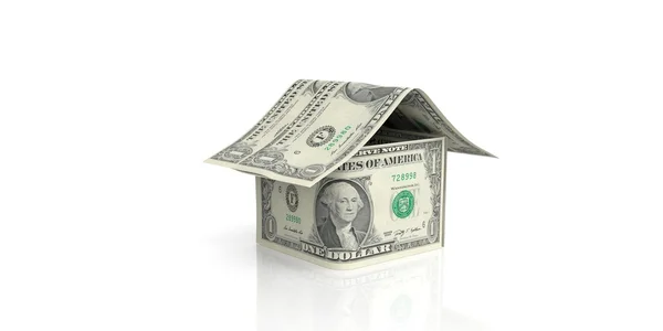 3D Rendering Dollar Haus auf weißem Hintergrund — Stockfoto