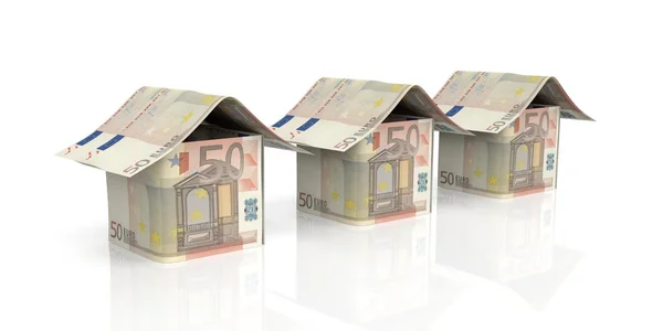 3D візуалізація будинків євро на білому тлі — стокове фото