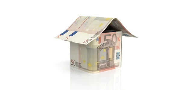 3D Rendering 50 Euro Haus auf weißem Hintergrund — Stockfoto