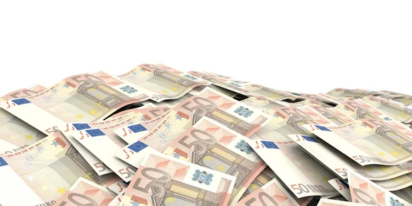 Renderização 3d 50 notas de euro fundo — Fotografia de Stock