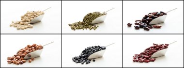 Metalik çeşitli ham fasulye kaşık toz kolaj