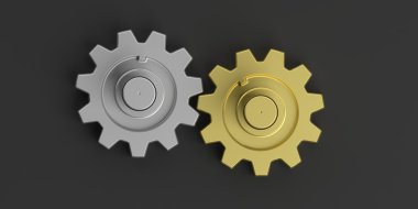 3D işleme vites siyah arka plan üzerine