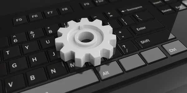 3D-Rendering-Ausrüstung auf einer schwarzen Tastatur — Stockfoto