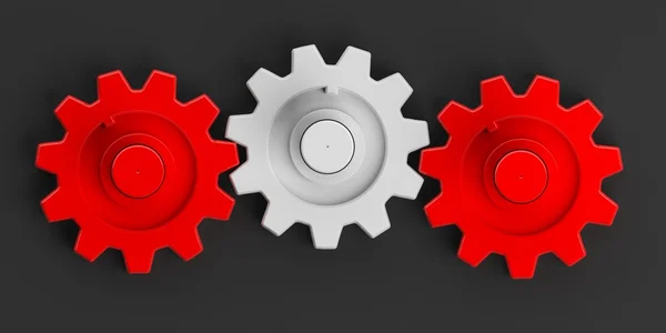 3d rendering gears on black background — Stock Photo, Image