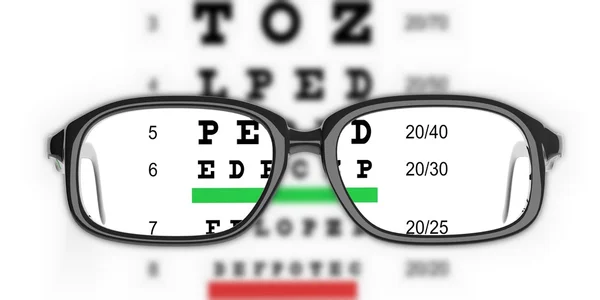 안경 및 시력 테스트의 3d 렌더링 쌍 — 스톡 사진