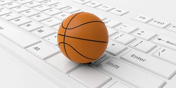 3D rendering basketbal op een toetsenbord — Stockfoto