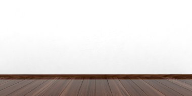 3D render ahşap kat sıva duvar