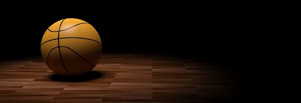 3D rendering basketbal op houten achtergrond — Stockfoto