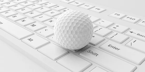 3d rendering pallina da golf su una tastiera — Foto Stock