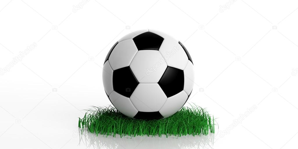 3d rendering soccer ball and grass 