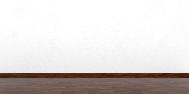 3D render ahşap kat sıva duvar