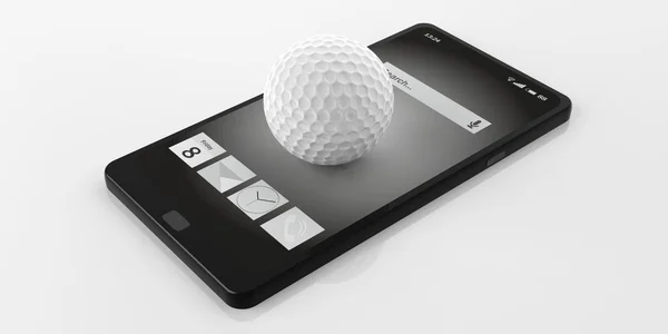 3d rendering pallina da golf su uno smartphone — Foto Stock