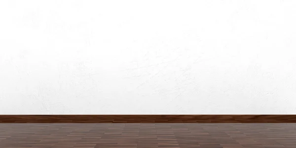 3D vykreslování dřevěná podlaha štukované zdi — Stock fotografie