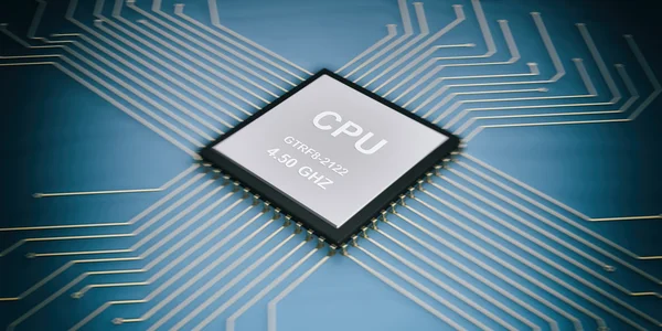 Procesador de circuito electrónico cpu de renderizado 3d — Foto de Stock