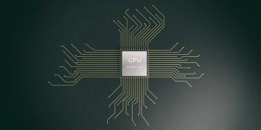 3D render elektronik devre cpu işlemci