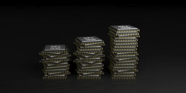 3D-Rendering CPU-Prozessoren stapeln — Stockfoto