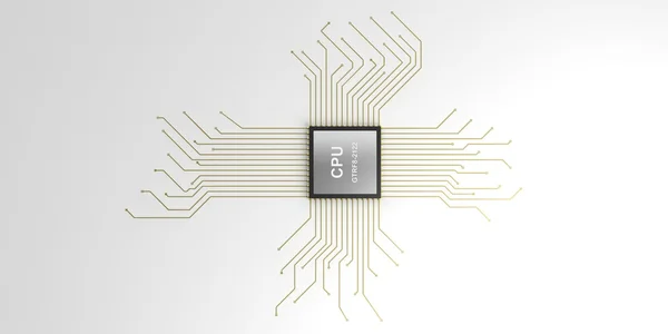 Procesador de circuito electrónico cpu de renderizado 3d —  Fotos de Stock