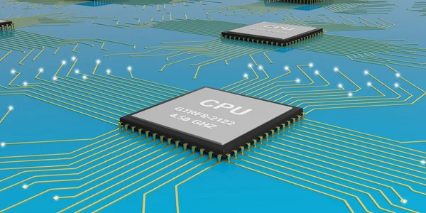 Procesador de circuito electrónico cpu de renderizado 3d — Foto de Stock