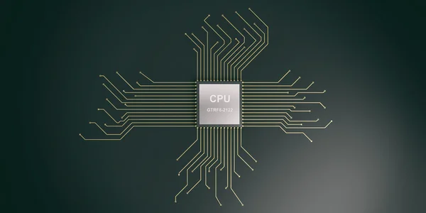 Procesador de circuito electrónico cpu de renderizado 3d —  Fotos de Stock