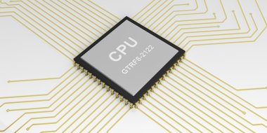 3D render elektronik devre cpu işlemci