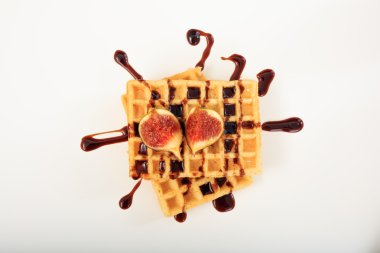 Beyaz zemin üzerine şurubu ile waffle