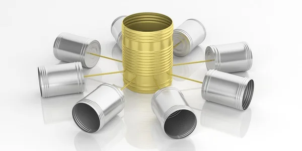 3d latas de latas de renderização rede telefônica — Fotografia de Stock