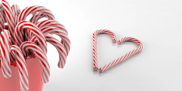 3d rendering candy canes on white background — Stock Photo, Image