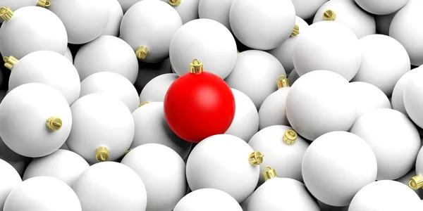 3D rendering piros karácsonyi bál a háttér fehér golyó — Stock Fotó