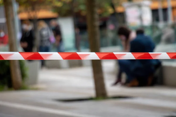 Warning Tape Passage Prohibited Concept Red White Stripes Caution Tape — Stock Photo, Image