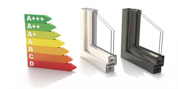 Energy Efficient Aluminum Profile Frames Double Glazing Isolated White Background — Stock Photo, Image