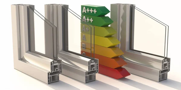 Energy Efficient Aluminum Profile Frames Double Glazing Isolated White Background — Stock Photo, Image