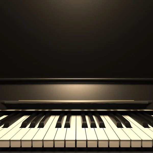 Teclado Piano Luz Suave Teclas Piano Detalhes Dourados Vista Frontal — Fotografia de Stock