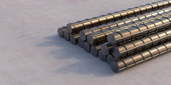 Çelik Parmaklıkları Güçlendirmek Metal Yuvarlak Demir Çubukları Endüstriyel Zemin Üzerine — Stok fotoğraf