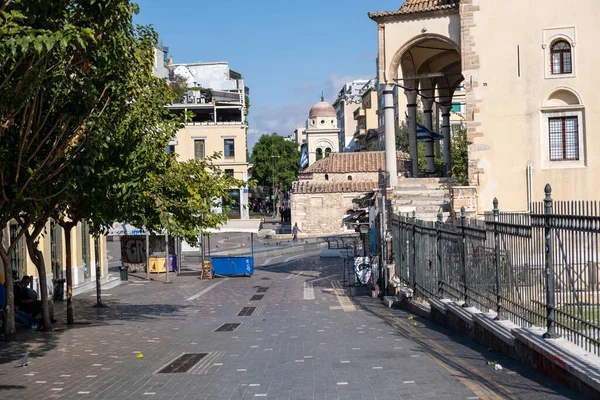 Atenas Grécia Novembro 2020 Fechamento Coronavírus Covid19 Ruas Vazias Centro — Fotografia de Stock