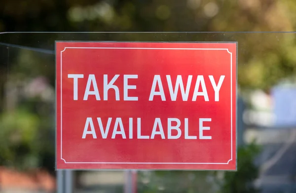 Take Away Verfügbare Rote Tafel Text Inschrift Auf Café Business — Stockfoto