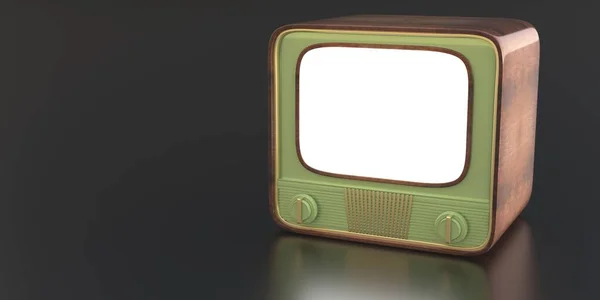 Retro Antiga Televisão Vintage Com Tela Branca Branco Contra Fundo — Fotografia de Stock