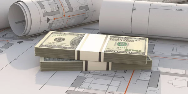 Construction Project Cost Budget Loan Concept Money American Dollars Banknotes Stock Photo