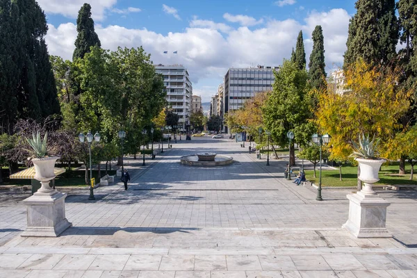 Athens Greece Novembro 2020 Syntagma Quadrado Vazio Covid Bloqueio Fundo — Fotografia de Stock