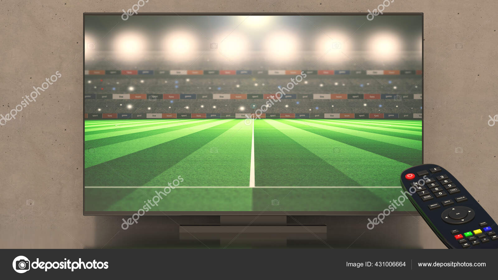 Futebol na televisão 3d ilustração stock. Ilustração de direto